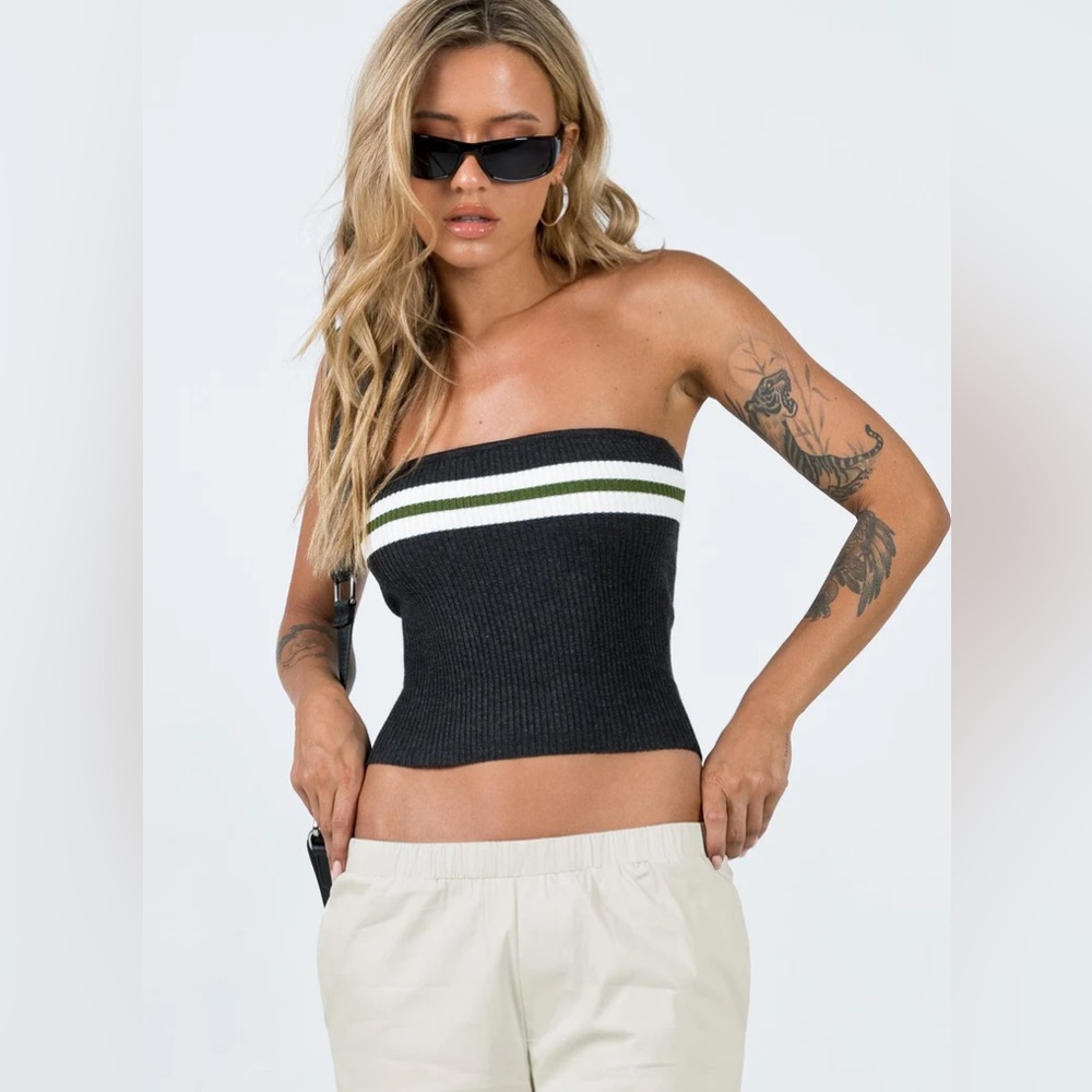 Princess Polly Cello Racing Tube Top in Slate